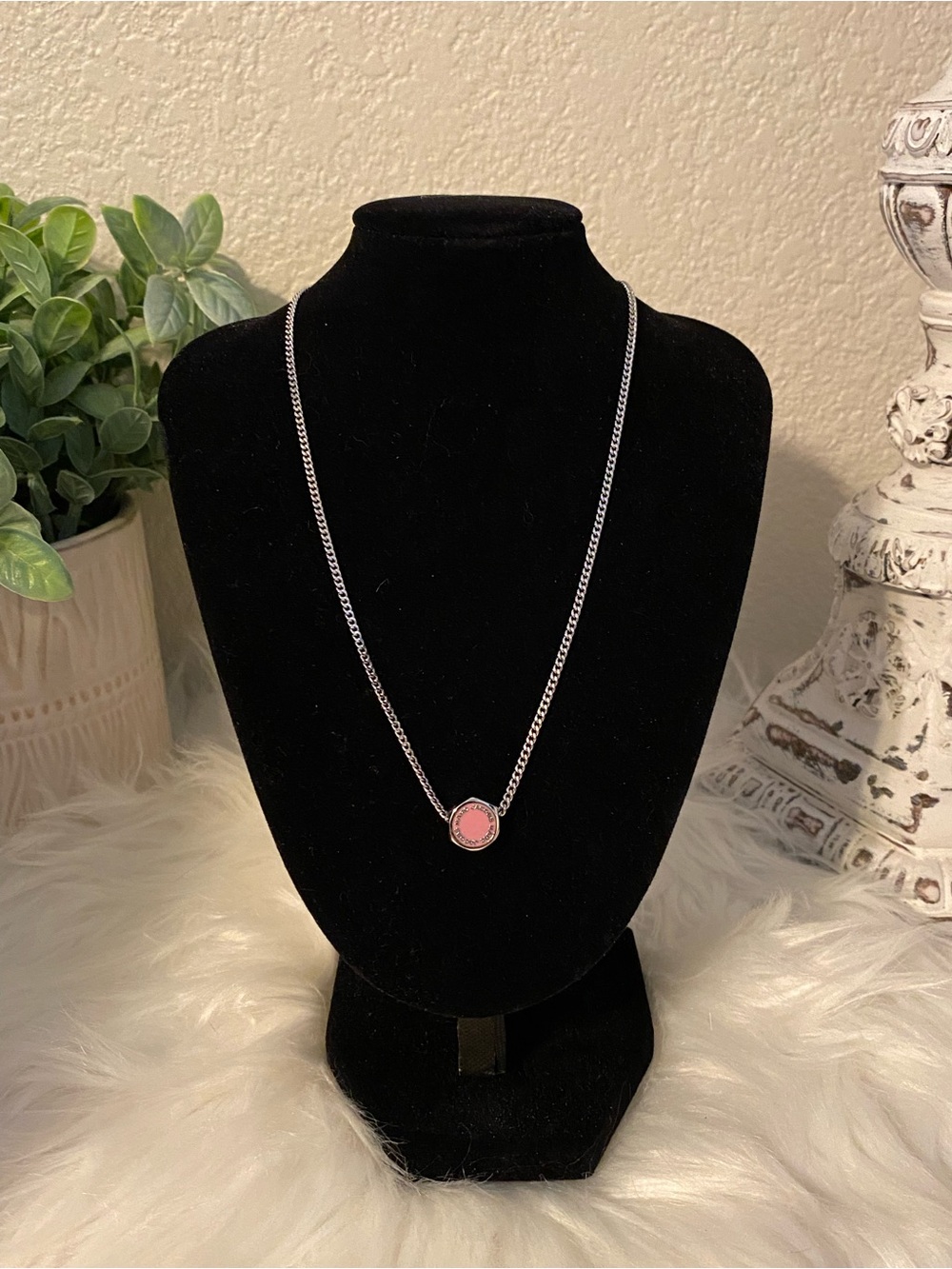 Marc Jacobs Pink Pendant Necklace with Silver Chain NWT